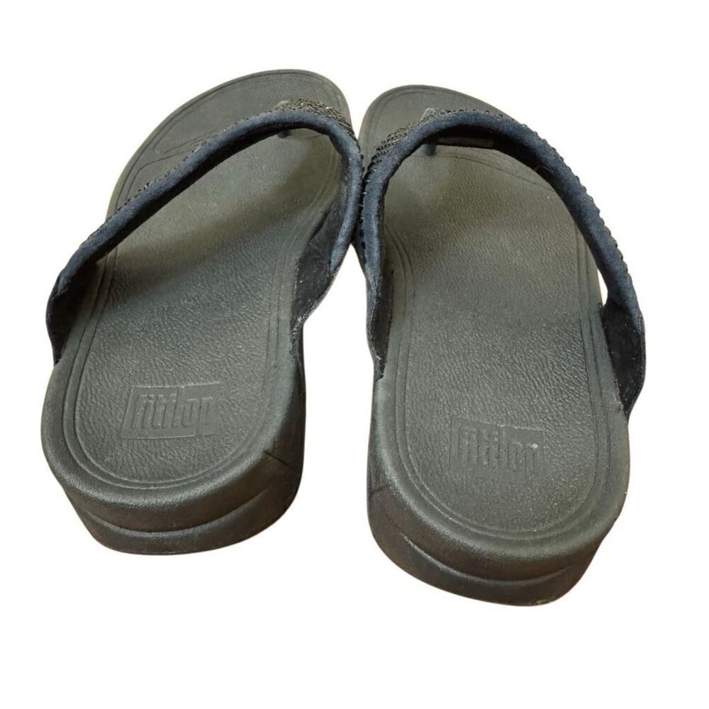 FitFlop Lulu Embellished Thong Sandals Navy Blue Women’s Size 5 - Picture 2 of 7